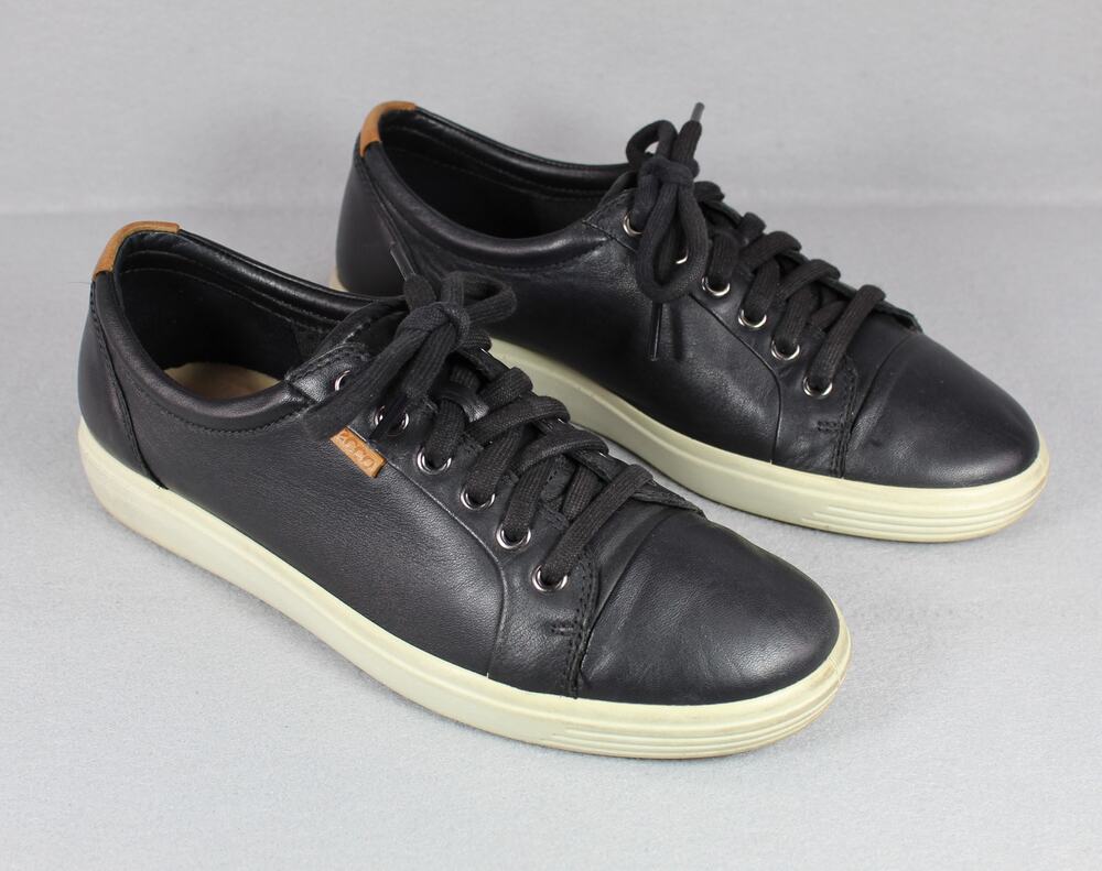 ECCO Soft 7 Black Leather Sneakers Women's 9 Casual Comfort Tie Shoes Athletic